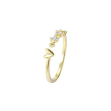 将图片加载到图库查看器,18ct yellow Gold Adjustable Cubic Zirconia with little Heart feature Ring. Dainty and elegant with 3 cubic zirconia