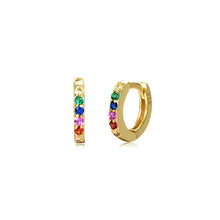 Load image into Gallery viewer, Gold Rainbow Huggie Hoops