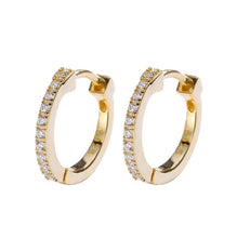 Load image into Gallery viewer, 18ct Gold Midi Huggie Hoops, Cubic Zirconia Hoop Earrings, Very Pretty