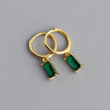 将图片加载到图库查看器,Gold Mini Green Zircon Hoops