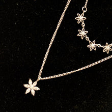 Загрузить изображение в средство просмотра галереи, Silver Flower Necklace, Double Row