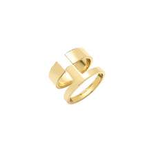 Load image into Gallery viewer, geometric puzzle gold smooth ring on white background
