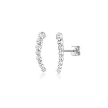 将图片加载到图库查看器,sterling silver eight stone cubic zirconia ear climber, silver butterfly backs on white background