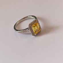 Load image into Gallery viewer, Halo Simulated Yellow Sapphire Ring
