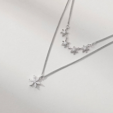 Загрузить изображение в средство просмотра галереи, Silver Flower Necklace, Double Row
