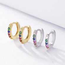 Load image into Gallery viewer, Silver Midi Rainbow Hoops