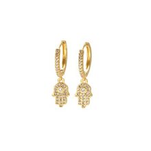 Load image into Gallery viewer, Gold Plated Hamsa Hand Drops