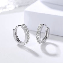 Load image into Gallery viewer, Silver Midi Zircon Hoops