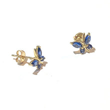将图片加载到图库查看器,Gold Sapphire Butterfly Earring