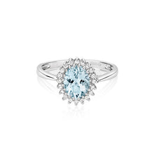 将图片加载到图库查看器,9ct Diamond & Aquamarine Ring