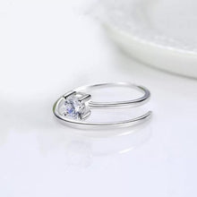 Load image into Gallery viewer, Single Zircon Open Silver Ring