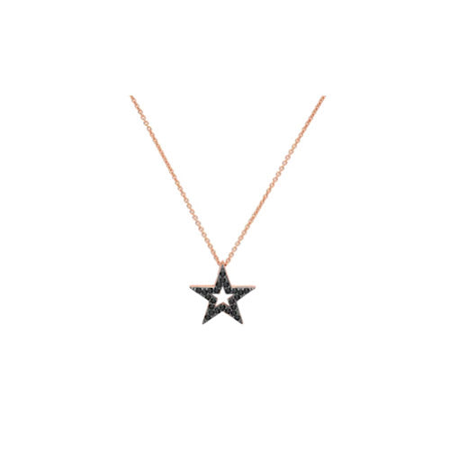 Rose Gold Black Zircon Star Necklace