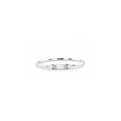 White Gold Plated Dainty Zircon Ring