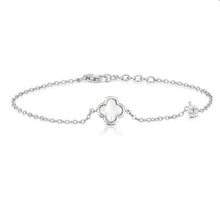 Load image into Gallery viewer, Sterling Silver Rhodium Plated fine dainty bracelet with mother of pearl feature

