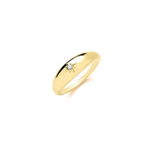 Load image into Gallery viewer, 18ct gold on sterling silver star domed gypsy ring on white background
