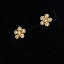 Load image into Gallery viewer, Yellow Gold Flower Zircon Studs
