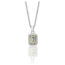Load image into Gallery viewer, Silver Halo Simulated Yellow Sapphire Necklace

