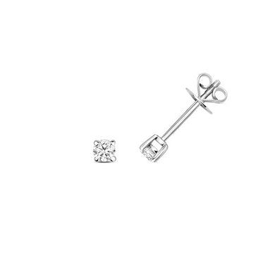 Stunning set of two 9ct white gold diamond stud earrings, image on white background.