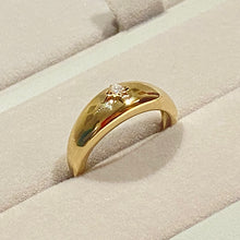 Load image into Gallery viewer, gold domed single star diamond gypsy ring
