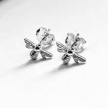 Load image into Gallery viewer, Silver Bee Earrings, Sterling Silver
