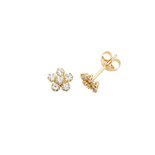 Load image into Gallery viewer, Yellow Gold Flower Zircon Studs
