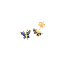Load image into Gallery viewer, Gold Sapphire Butterfly Earring
