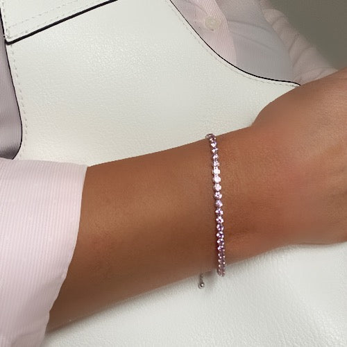 Dainty Pink Zircon Adjustable Bracelet