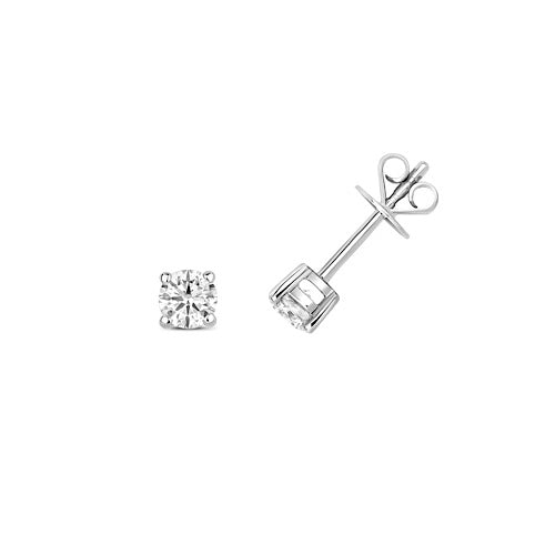 Stunning set of two 9ct white gold diamond stud earrings, image on white background.