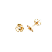 Load image into Gallery viewer, Brushed Yellow Gold Flower Studs
