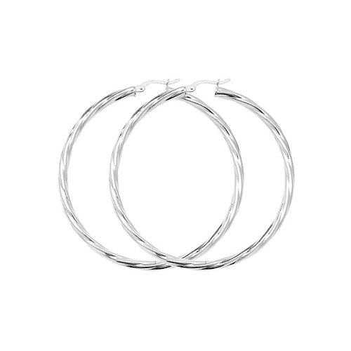 Large Twisted Silver Hoops