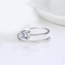 Load image into Gallery viewer, Single Zircon Open Silver Ring
